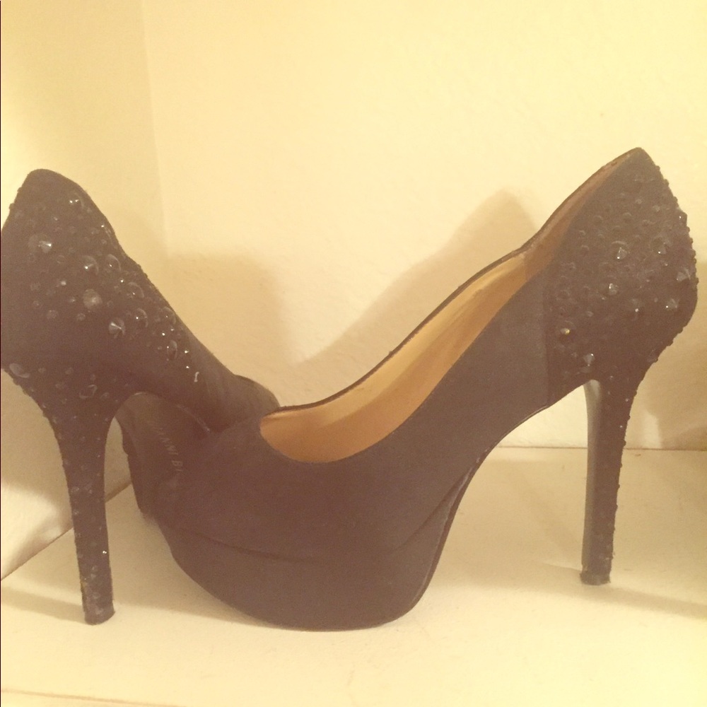 Gianni Bini Black Studded Peep Toe Heels